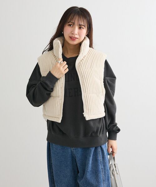 Green　Parks（グリーンパークス）の「・swing by ワイドコールベスト（ベスト・レディース・チャコールグレー/オフホワイト/ライトベージュ・FREE）」の16枚目の写真