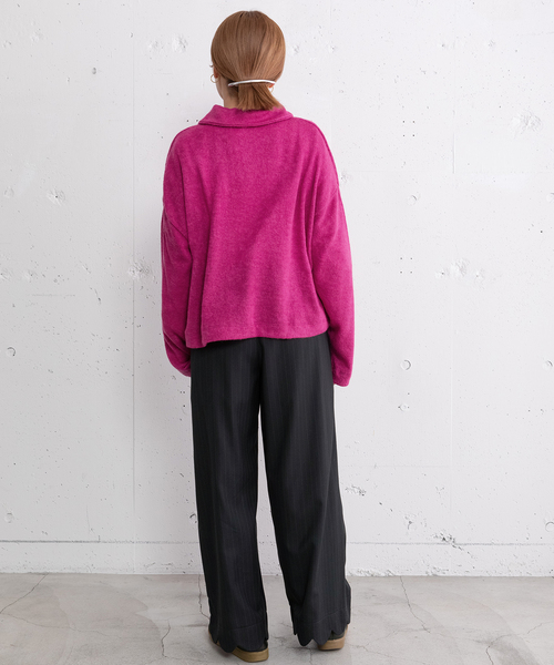 POU DOU DOU(プードゥドゥ)の「フラットカラー前あきトップス(Tシャツ/カットソー・レディース・オレンジ/ピンク/グリーン/ダークブラウン・M)」の16枚目の写真