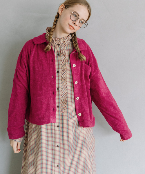 POU DOU DOU(プードゥドゥ)の「フラットカラー前あきトップス(Tシャツ/カットソー・レディース・オレンジ/ピンク/グリーン/ダークブラウン・M)」の17枚目の写真