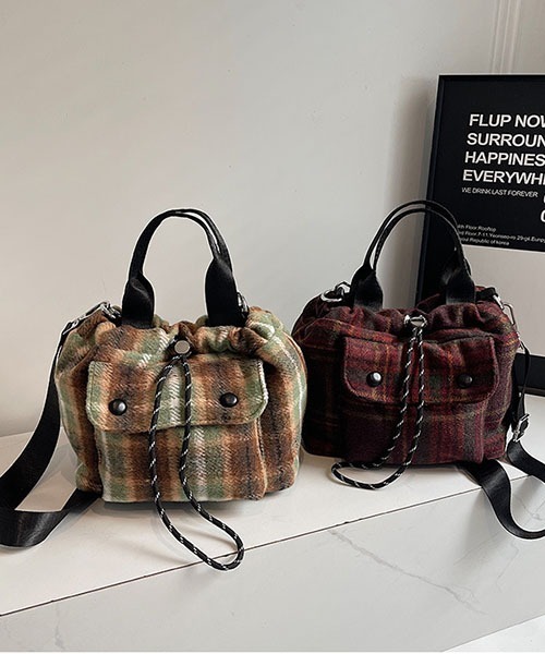 gossip！ロサンゼルス（ゴシップロサンゼルス）の「Y2Kチェックバケットバック（ハンドバッグ・レディース・レッド/グリーン・FREE）」の14枚目の写真