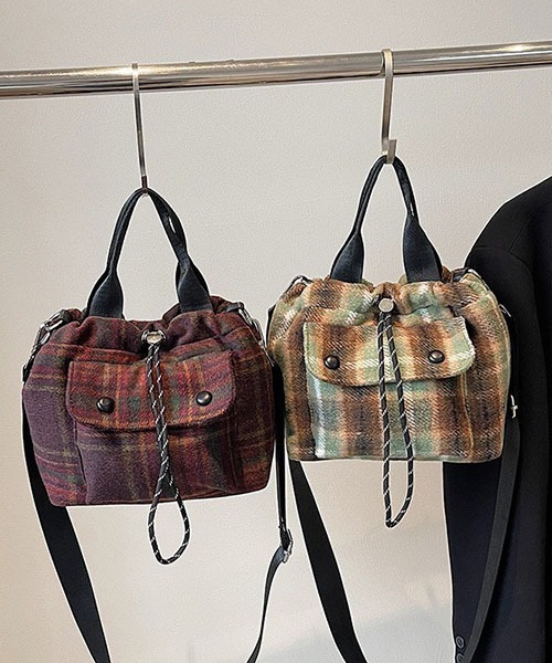 gossip！ロサンゼルス（ゴシップロサンゼルス）の「Y2Kチェックバケットバック（ハンドバッグ・レディース・レッド/グリーン・FREE）」の13枚目の写真