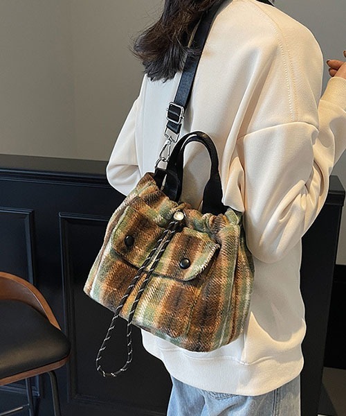 gossip！ロサンゼルス（ゴシップロサンゼルス）の「Y2Kチェックバケットバック（ハンドバッグ・レディース・レッド/グリーン・FREE）」の22枚目の写真