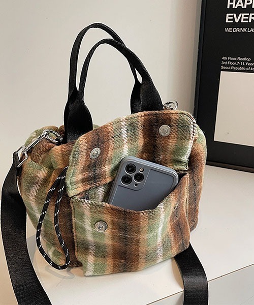 gossip！ロサンゼルス（ゴシップロサンゼルス）の「Y2Kチェックバケットバック（ハンドバッグ・レディース・レッド/グリーン・FREE）」の15枚目の写真