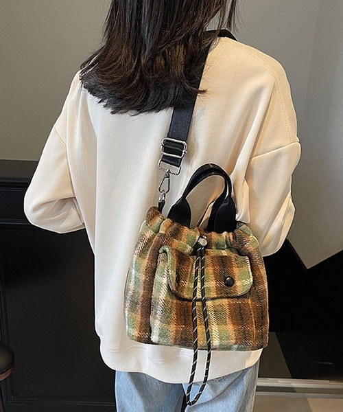 gossip！ロサンゼルス（ゴシップロサンゼルス）の「Y2Kチェックバケットバック（ハンドバッグ・レディース・レッド/グリーン・FREE）」の21枚目の写真