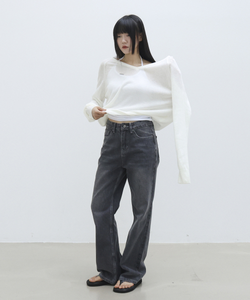 millioncor(ミリオンコール)の「フランキー ダークグレー ワイドブーツカットデニムパンツ(デニムパンツ・レディース・その他・SMALL/MEDIUM/LARGE/X-LARGE)」の4枚目の写真