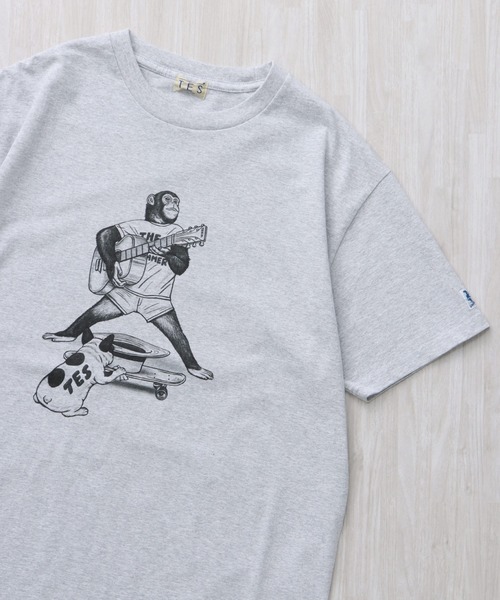 The Endless Summer(エンドレスサマー)の「TES MONKEY JAM T-SHIRT / Tシャツ(Tシャツ/カットソー・メンズ・ホワイト/サックスブルー/グレー・SMALL/MEDIUM/LARGE/X-LARGE/XX-LARGE)」の2枚目の写真