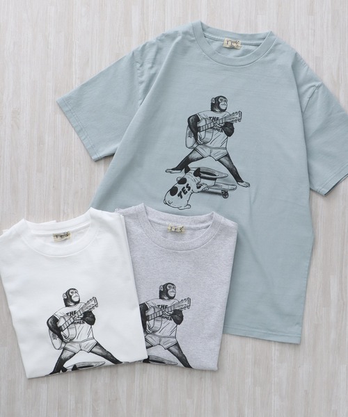 The Endless Summer(エンドレスサマー)の「TES MONKEY JAM T-SHIRT / Tシャツ(Tシャツ/カットソー・メンズ・ホワイト/サックスブルー/グレー・SMALL/MEDIUM/LARGE/X-LARGE/XX-LARGE)」の4枚目の写真