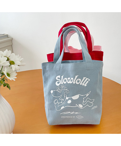 SLOWLOLLI（スローローリ）の「コロコロ子犬エコバッグ（エコバッグ/サブバッグ・レディース・スカイブルー/レッド/PINK・FREE）」の2枚目の写真