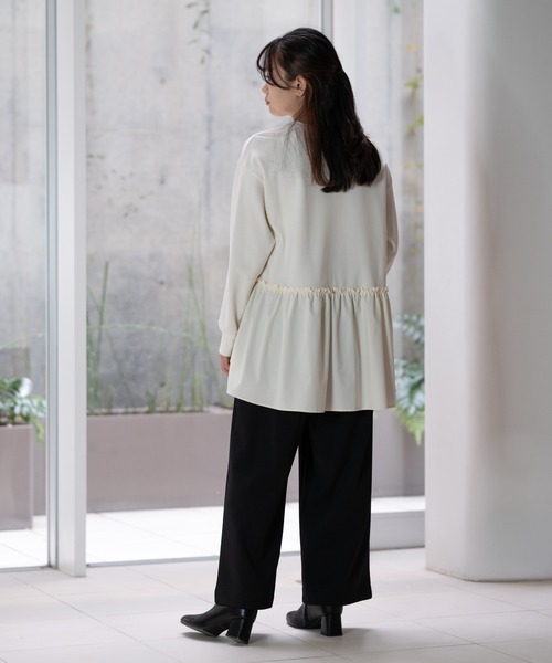 STRAWBERRY-FIELDS（ストロベリーフィールズ）の「ビスポンチ_タフタドッキングジャージプルオーバー（Tシャツ/カットソー・レディース・オフホワイト/ブラック・2）」の4枚目の写真