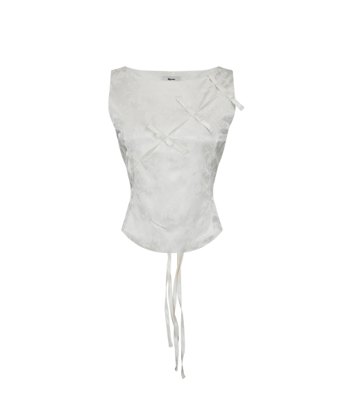 Ribbon Paneled Sleeveless White