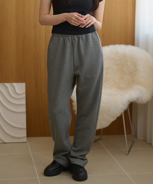DAYRA(デイラ)の「ソリッドカラー ウエスト イージー スウェット パンツ(スウェットパンツ・レディース・ネイビー/グレイッシュベージュ/ブラック/グレー・165/160/155)」の2枚目の写真