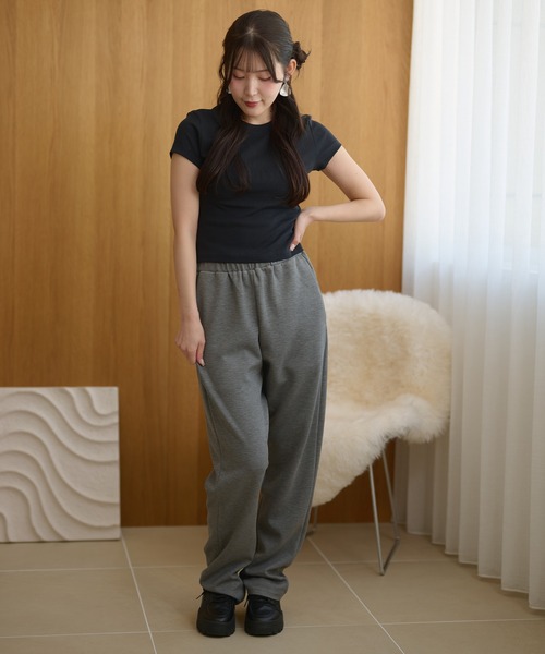 DAYRA(デイラ)の「ソリッドカラー ウエスト イージー スウェット パンツ(スウェットパンツ・レディース・ネイビー/グレイッシュベージュ/ブラック/グレー・165/160/155)」の16枚目の写真