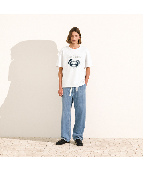 MISS BAKER(ミス ベイカー)の「ハートベイカーTシャツ ホワイト/ネイビー(メンズ)(Tシャツ/カットソー・メンズ・ホワイト・LARGE/X-LARGE)」の2枚目の写真
