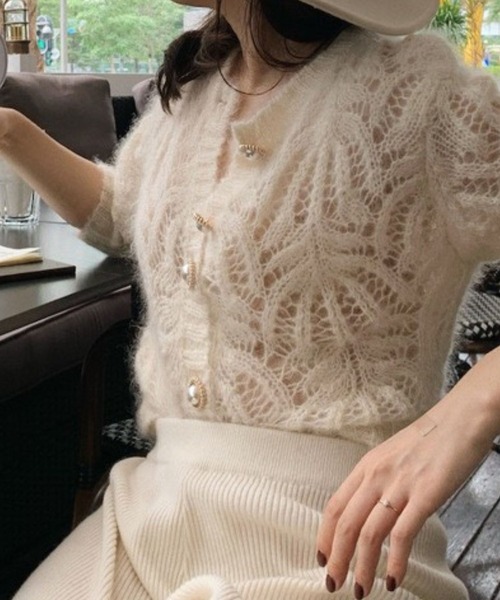 SPIGA(スピーガ)の「パールボタンモヘアニットカーディガン(カーディガン/ボレロ・レディース・オフホワイト・FREE)」の3枚目の写真