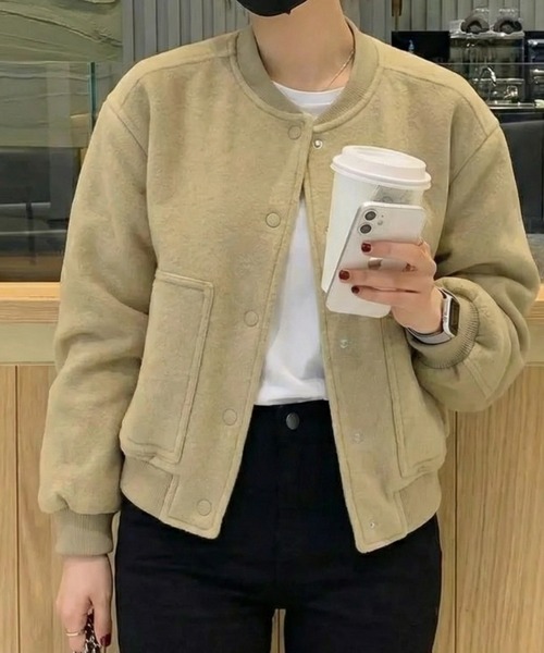 cammie(キャミー)の「シンプルスタジャン(スタジャン・レディース・ベージュ/ダークグレー・M/L)」の9枚目の写真