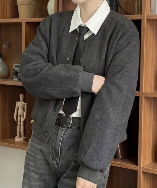 cammie(キャミー)の「シンプルスタジャン(スタジャン・レディース・ベージュ/ダークグレー・M/L)」の3枚目の写真