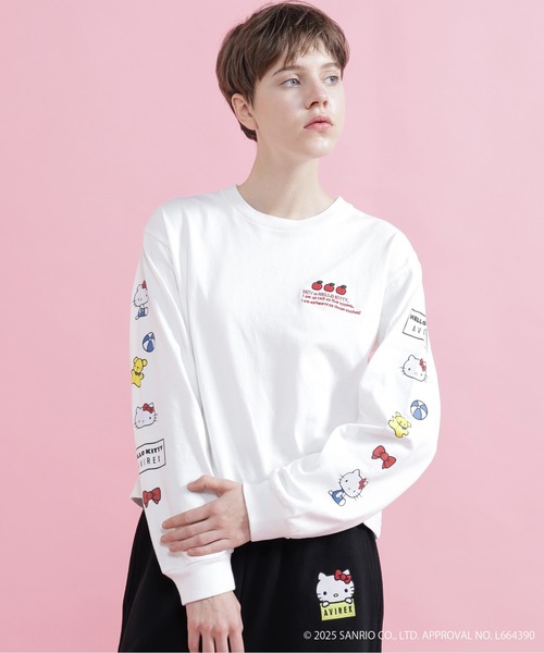 AVIREX(アヴィレックス)の「【AVIREX×HELLO KITTY】LONG SLEEVE T-SHIRT(Tシャツ/カットソー・レディース・ブラック/オフホワイト・S/M)」の3枚目の写真