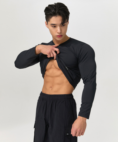 BLACK MONSTER FIT(ブラックモンスターフィット)の「機能性テックフィットロングスリーブTシャツ(4色)/ BM210704(Tシャツ/カットソー・メンズ・ホワイト/チャコールグレー/ブラック/チャコール・SMALL/MEDIUM/LARGE/X-LARGE/2XL/3XL)」の8枚目の写真