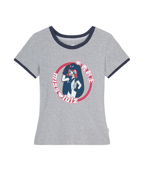 MISSLULZ(ミスルールズ)の「Future Friend Slim Fit T-Shirt Melange Grey(Tシャツ/カットソー・レディース・マルチ/ダークパープル/ストーン・X-SMALL/SMALL/MEDIUM)」の4枚目の写真
