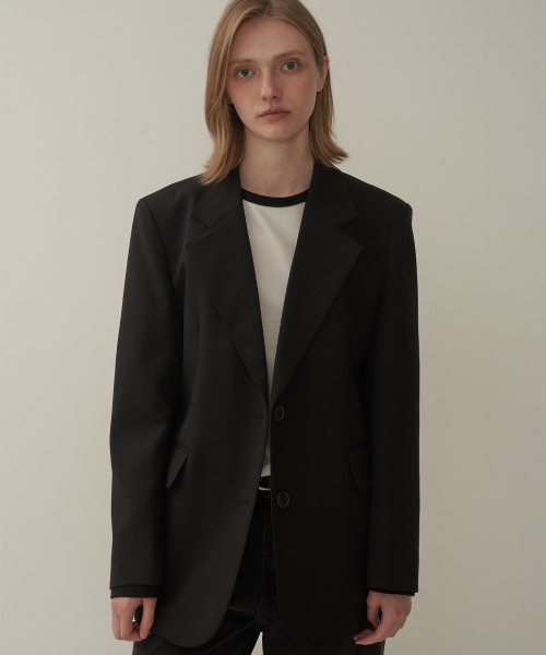 ウールステッチジャケット - ブラック