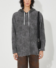 TONSIL（トンスル）の「オーバーサイズフードシャツブラック（シャツ/ブラウス）」