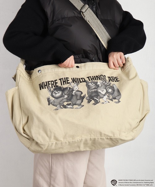 WESTSEA(ウエストシー)の「かいじゅうたちのいるところ / WHERE THE WILD THINGS ARE コットンキャンバス生地 ニュースペーパーBAG(ショルダーバッグ・メンズ・ネイビー/ベージュ・FREE)」の7枚目の写真