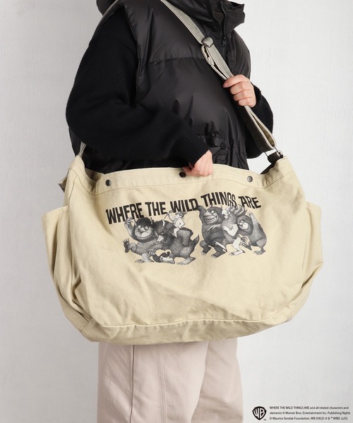 WESTSEA(ウエストシー)の「かいじゅうたちのいるところ / WHERE THE WILD THINGS ARE コットンキャンバス生地 ニュースペーパーBAG(ショルダーバッグ・メンズ・ネイビー/ベージュ・FREE)」の8枚目の写真