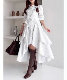 dazzlin | リボンディティールイレヘムシャツワンピース(ワンピース)