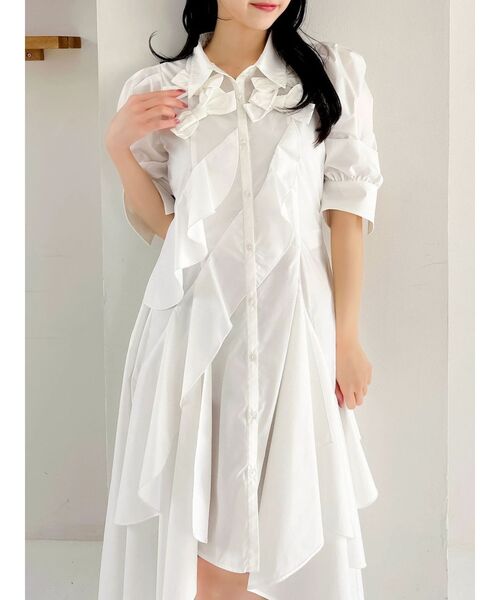 dazzlin（ダズリン）の「リボンディティールイレヘムシャツワンピース
