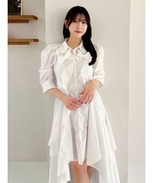 dazzlin（ダズリン）の「リボンディティールイレヘムシャツワンピース（ワンピース・レディース・ブルー/オフホワイト/その他1・MEDIUM/SMALL）」の22枚目の写真