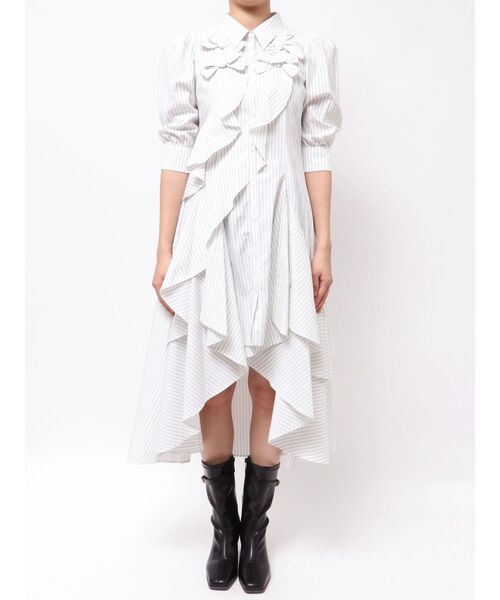 dazzlin（ダズリン）の「リボンディティールイレヘムシャツワンピース（ワンピース・レディース・ブルー/オフホワイト/その他1・MEDIUM/SMALL）」の19枚目の写真