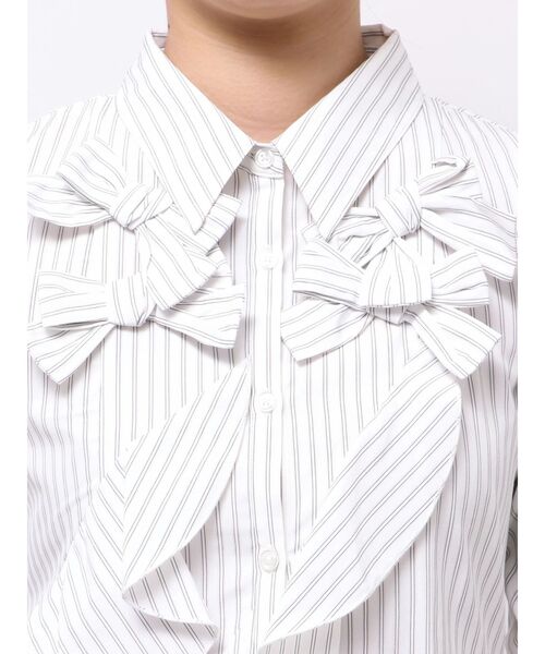 dazzlin（ダズリン）の「リボンディティールイレヘムシャツワンピース（ワンピース・レディース・ブルー/オフホワイト/その他1・MEDIUM/SMALL）」の16枚目の写真