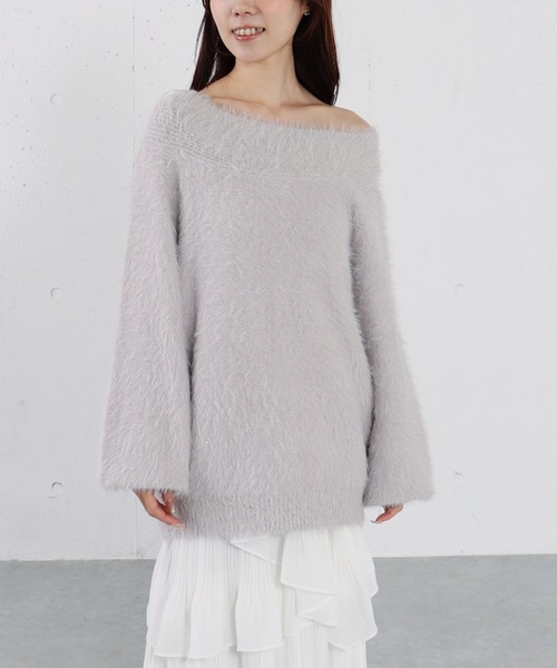 archives(アルシーヴ)の「スパンコールフェザーオフショルミドルニットプルオーバー(ニット/セーター・レディース・グレイッシュベージュ/アイボリー/ブラウン/チャコールグレー・MEDIUM)」の17枚目の写真