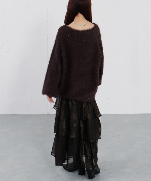 archives(アルシーヴ)の「スパンコールフェザーオフショルミドルニットプルオーバー(ニット/セーター・レディース・グレイッシュベージュ/アイボリー/ブラウン/チャコールグレー・MEDIUM)」の10枚目の写真