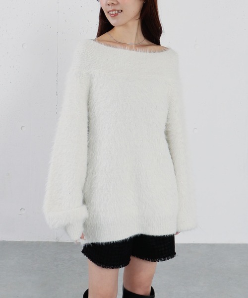 archives(アルシーヴ)の「スパンコールフェザーオフショルミドルニットプルオーバー(ニット/セーター・レディース・グレイッシュベージュ/アイボリー/ブラウン/チャコールグレー・MEDIUM)」の11枚目の写真