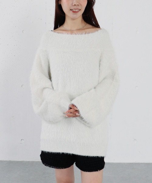 archives(アルシーヴ)の「スパンコールフェザーオフショルミドルニットプルオーバー(ニット/セーター・レディース・グレイッシュベージュ/アイボリー/ブラウン/チャコールグレー・MEDIUM)」の12枚目の写真