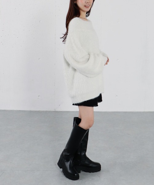 archives(アルシーヴ)の「スパンコールフェザーオフショルミドルニットプルオーバー(ニット/セーター・レディース・グレイッシュベージュ/アイボリー/ブラウン/チャコールグレー・MEDIUM)」の14枚目の写真