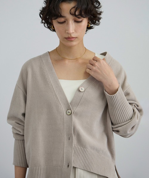 Vネックカーディガン-CreamyCotton /クリーミーコットン