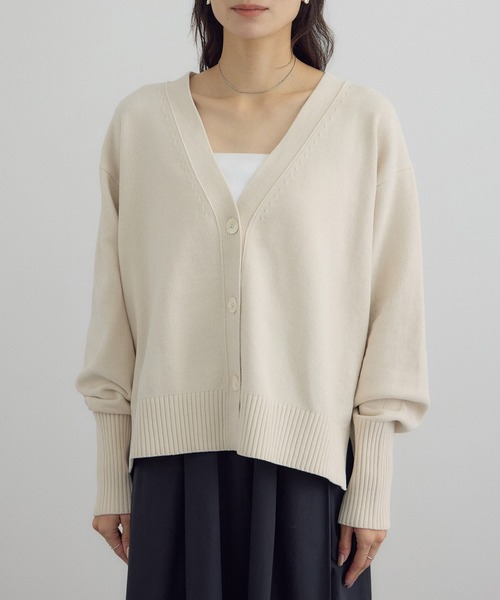 Vネックカーディガン-CreamyCotton /クリーミーコットン