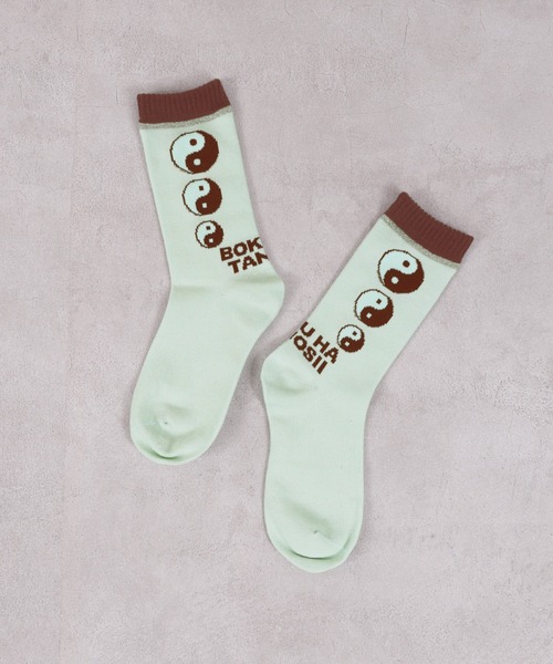 BOKU HA TANOSII（ボク　ハ　タノシイ）の「【BOKU HA TANOSII】別注陰陽ソックス/19-21cm（ソックス/靴下・キッズ・ピンク/ライトグリーン/ライトブルー・19-21cm）」の2枚目の写真