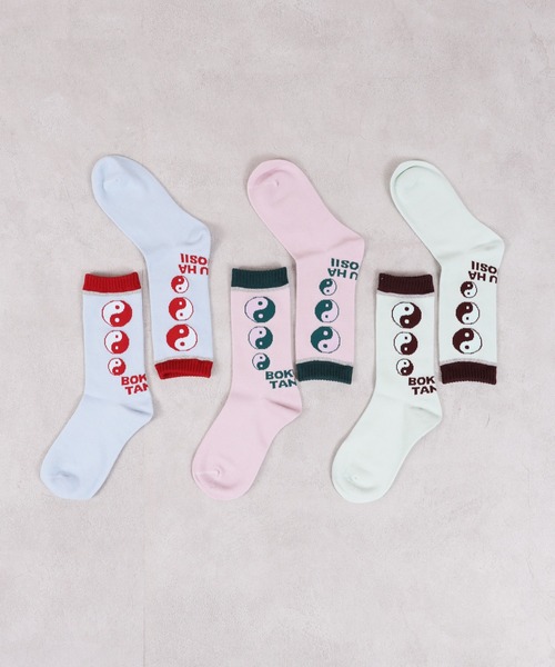 BOKU HA TANOSII（ボク　ハ　タノシイ）の「【BOKU HA TANOSII】別注陰陽ソックス/19-21cm（ソックス/靴下・キッズ・ピンク/ライトグリーン/ライトブルー・19-21cm）」の4枚目の写真