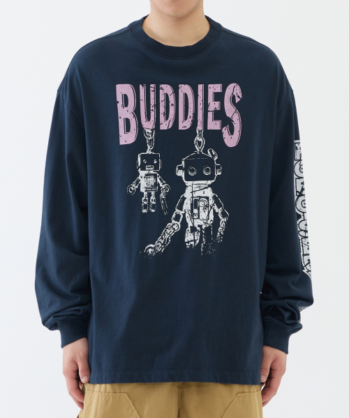 eastserviceshop(イーストサービスショップ)の「Robo Service Long Sleeve - Washed Navy(Tシャツ/カットソー・レディース・ネイビー・SMALL/MEDIUM/LARGE)」の1枚目の写真