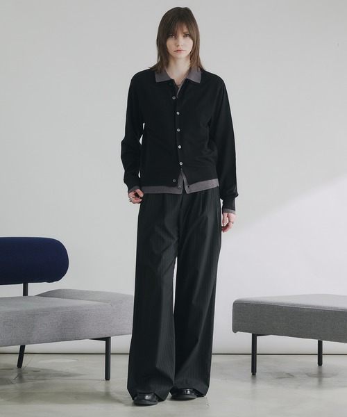 selle glant（セレグランテ）の「LAYERED STYLE HIGHGAGE KNIT SHIRT/レイヤードスタイルハイゲージニットシャツ（ニット/セーター・メンズ・ブラック×グレー/ダークグレー/ブラック×ブルー・SMALL/LARGE/MEDIUM）」の19枚目の写真