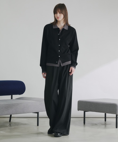 selle glant（セレグランテ）の「LAYERED STYLE HIGHGAGE KNIT SHIRT/レイヤードスタイルハイゲージニットシャツ（ニット/セーター・メンズ・ブラック×グレー/ダークグレー/ブラック×ブルー・SMALL/LARGE/MEDIUM）」の20枚目の写真