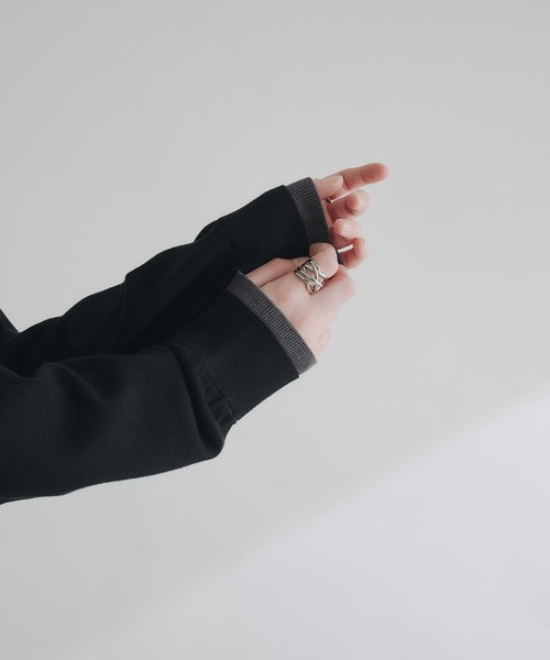 selle glant（セレグランテ）の「LAYERED STYLE HIGHGAGE KNIT SHIRT/レイヤードスタイルハイゲージニットシャツ（ニット/セーター・メンズ・ブラック×グレー/ダークグレー/ブラック×ブルー・SMALL/LARGE/MEDIUM）」の14枚目の写真