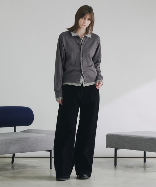 selle glant（セレグランテ）の「LAYERED STYLE HIGHGAGE KNIT SHIRT/レイヤードスタイルハイゲージニットシャツ（ニット/セーター・メンズ・ブラック×グレー/ダークグレー/ブラック×ブルー・SMALL/LARGE/MEDIUM）」の8枚目の写真