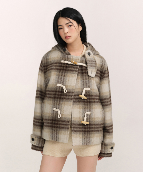 MUSINSA STANDARD WOMAN（ムシンサスタンダードウーマン）の「ウィメンズアルパカブレンドチェックショートダッフルコート[マスタード]（チェスターコート・レディース・その他・X-SMALL/SMALL/MEDIUM/LARGE）」の5枚目の写真