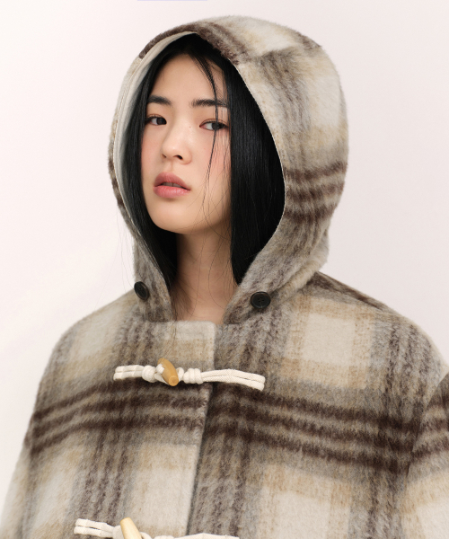 MUSINSA STANDARD WOMAN（ムシンサスタンダードウーマン）の「ウィメンズアルパカブレンドチェックショートダッフルコート[マスタード]（チェスターコート・レディース・その他・X-SMALL/SMALL/MEDIUM/LARGE）」の7枚目の写真