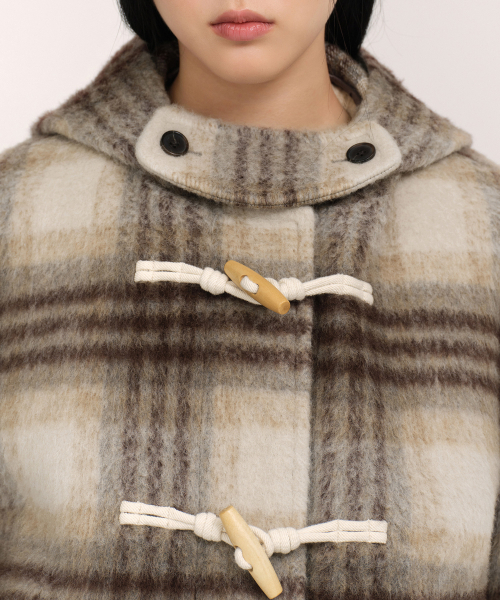 MUSINSA STANDARD WOMAN（ムシンサスタンダードウーマン）の「ウィメンズアルパカブレンドチェックショートダッフルコート[マスタード]（チェスターコート・レディース・その他・X-SMALL/SMALL/MEDIUM/LARGE）」の8枚目の写真