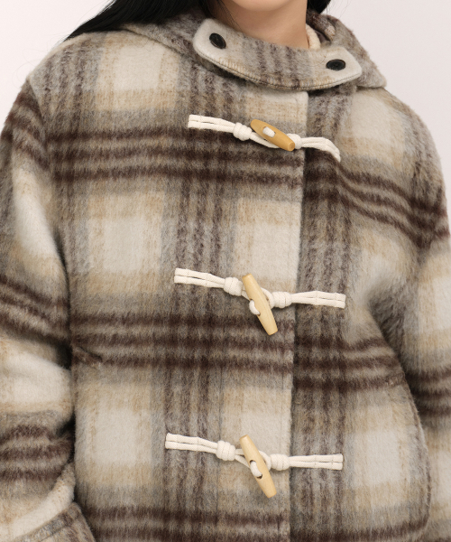 MUSINSA STANDARD WOMAN（ムシンサスタンダードウーマン）の「ウィメンズアルパカブレンドチェックショートダッフルコート[マスタード]（チェスターコート・レディース・その他・X-SMALL/SMALL/MEDIUM/LARGE）」の9枚目の写真
